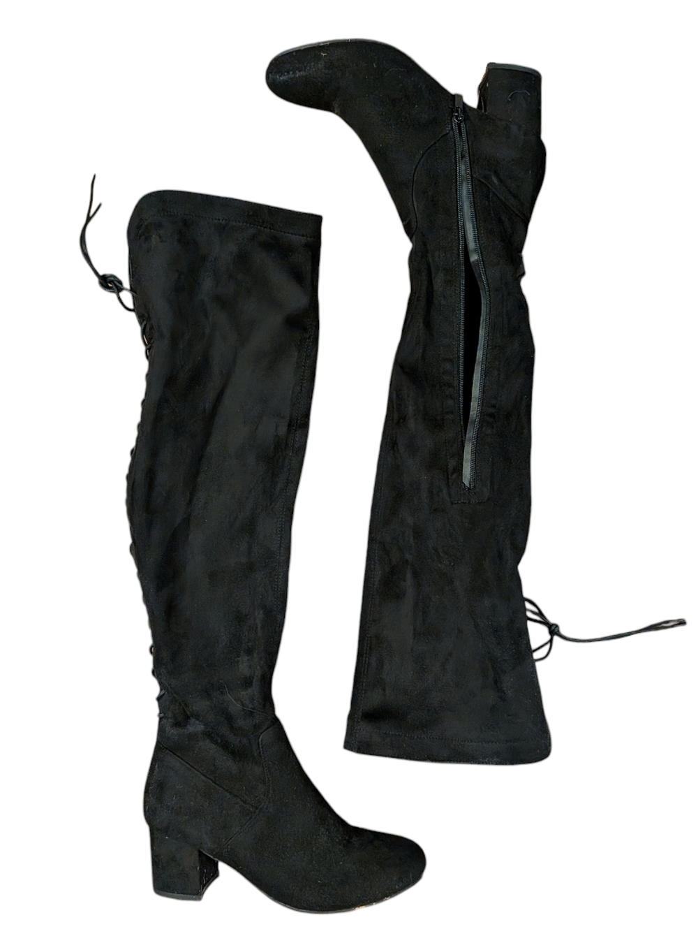 Black Suede Over The Knee Boots Size 10 Top Moda